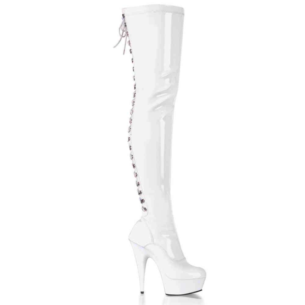 Pleaser - DELIGHT3063 Bottes cuissardes à plateforme - Blanc Product image